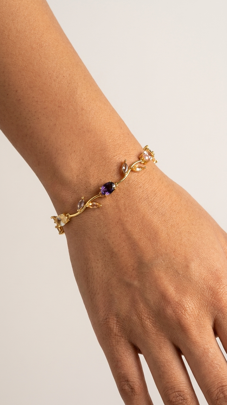 18K Gold Plated Multi Colour Tulip Bracelet - Pinterest Inspired Bracelet