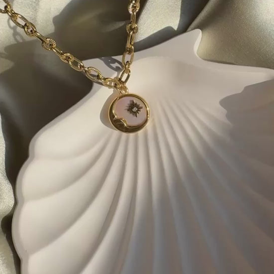 Lilyah Jewelry gold plated Necklace. A pendant with the moon and the star